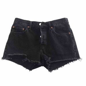 LEVIS 501 Black Denim Cutoff Shorts 27 Distressed Fray Raw Hem Button Fly MINT!